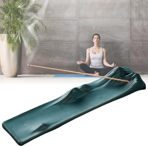 Brateuanoii Quemador de Incienso Cerámica, Incensario Carbon, Quemador de Incienso de Cerámica en Forma de Barco, 23.5cm para la Decoración de Yoga Meditativa de la Aromaterapia, Verde Retro