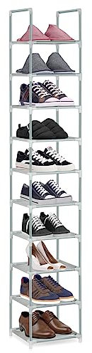 Zapatero de 10 niveles, zapatero versátil, estante de torre para zapatos para el hogar, estante de almacenamiento de metal, organizador de almacenamiento para ahorrar espacio, soporte para entrada,