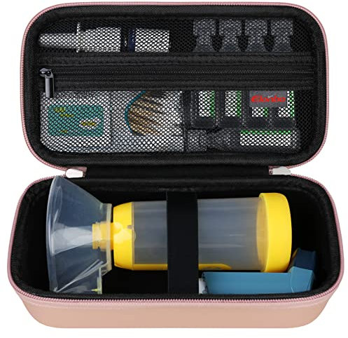 Elonbo Tragetasche ​ Für Asthma-Inhalator, Inhalator Spacer für Kinder und Erwachsene, Masken, Inhalator Halter Asthma Travel Organize Tasche, Rose Gold (nur Case)