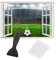 DAGORD Wandtattoo Fussball 3D Wandaufkleber Fenster mit Ausblick Wandtattoo Fußballstadion Selbstklebend Wandsticker Teenager Jungen Wandbild Kinderzimmer für Wohnzimmer Schlafzimmer Spielzimmer