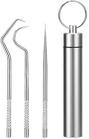 Kit de limpieza de palillo de dientes de acero 304, llavero de limpieza al aire libre, herramienta portátil, gancho de dientes Z7H8