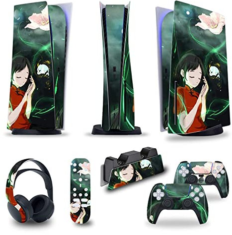 Peau Console Console Pour PS5 Disc Edition & Digital Edition Sticker Vinyl Decal Cover Pour Ps5 Controller & Charging Station & Headset & Media Remote 65525 Skins Wraps Cadeau ( Size : Disc Version )