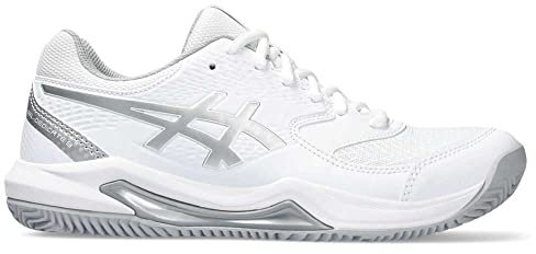 ASICS Damen Gel-Dedicate 8 Clay Sneaker, White/Pure Silver, 41.5 EU