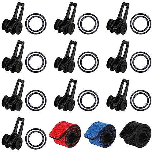 Gancio per Canna da Pesca, Canna da Pesca Gancio Keeper, 10 Pezzi Porta ami da Pesca in Plastica, 4 Pezzi Cinghie Canna da Pesca, Supporto Gancio Esca, Gancio per Canna da Pesca Regolabile Facile