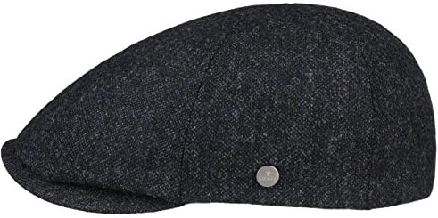 LIERYS Dunlap Wool Duck Flatcap Herrenmütze mit Schirm Wollcap Herbst Winter dunkelblau M (56-57 cm)