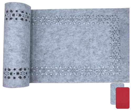 DIKARIYA Tischläufer aus Filz Winter, 30x120CM Grau Tischläufer Winter Tischband als Tisch-Deko Skandinavischer Filzläufer Rolle Dekorativer Tischgürtel für Hochzeit Deko Geburtstag Taufe Weihnachts