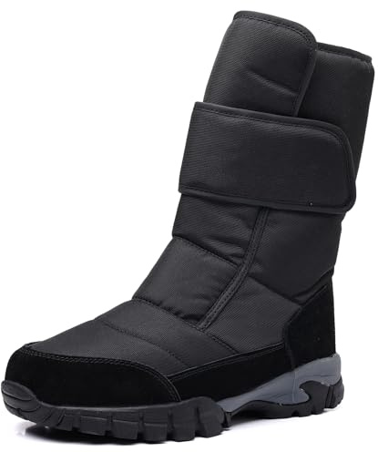 DADAWEN Bottes de Neige après Ski Homme Chaussures Hiver imperméable Chaudes Bottes de Randonnée Marche- Noir 40