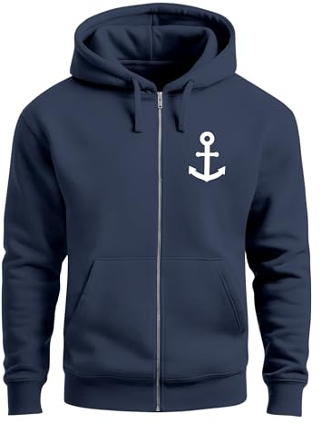 Neverless® Zip-Hoodie Herren Sweatjacke mit Kapuze Anker Logo Print Männer Fashion Streetstyle