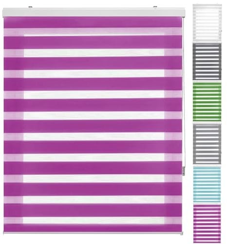 Klemmrollo ohne Bohren 80 x 200 cm Sonnenschutz & Sichtschutz Rollo Seitenzugrollo inklusive Montagematerial für Tür & Fenster, Lila