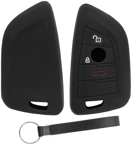 Autoschlüssel Schutzhülle kompatibel mit BMW 3-Tasten Smart Key Autoschlüssel Hülle-Schlüsselhülle aus Silikon,Schwarz