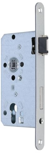 MS Beschläge Flüsterschloss Einsteckschloss 55mm Dornmaß Flüsterfalle Falzschloss Stulpschloss 235mm x 20mm Türschloss Fallenaufschlagdämpfer (Profilzylinder, DIN rechts)