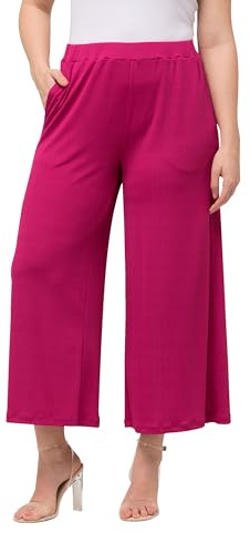 Ulla Popken Damen große Größen Übergrößen Plus Size Culotte, Struktur, wadenlang, gerades Bein, Elastikbund helles Erika 54+ 818998813-54+