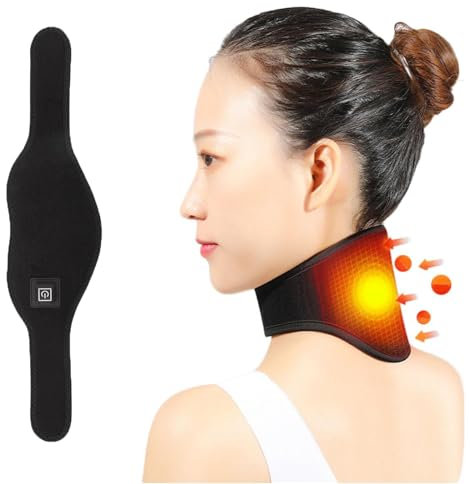 Heated Neck Support Wrap Self Heating Neck Support Brace Physical Therapy Heated Neck Warmer Pad Adjustable Ergonomic Cervical Collar Neck Strap Headache Pain Relief for Men Women Stiff Neck Stiffness