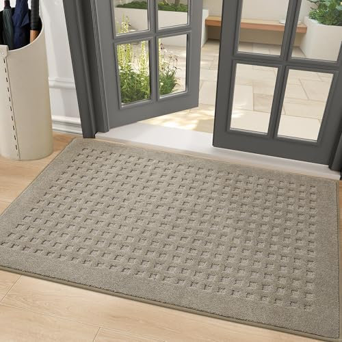 BEQHAUSE Fussmatte Innen Beige, waschbar Fußmatte Innen, rutschfeste Schmutzfangmatte 80x120cm, Teppich Eingangsbereich Innen für Hund, Innenbereich, Haustür, Flur, Beige