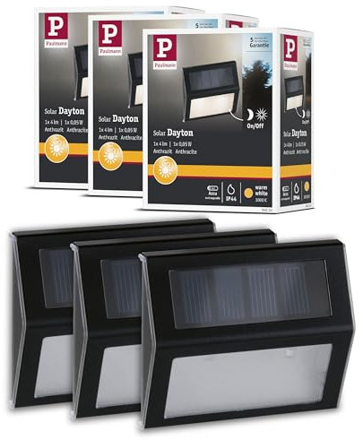 Paulmann 5219 Set Solar LED Treppenleuchte Dayton 2er-Set IP44 3000K 3x2lm Anthrazit