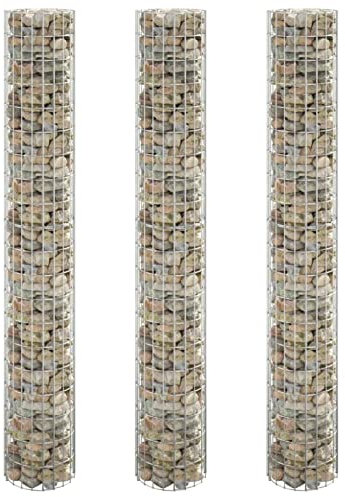 Homgoday Pflanzgefäße Gabione rund 3 Stück aus verzinktem Stahl Ø30 x 200 cm, Gartenmöbel, Pflanzgefäß für den Garten, Pflanzgefäß für den Außenbereich, Balkonkasten