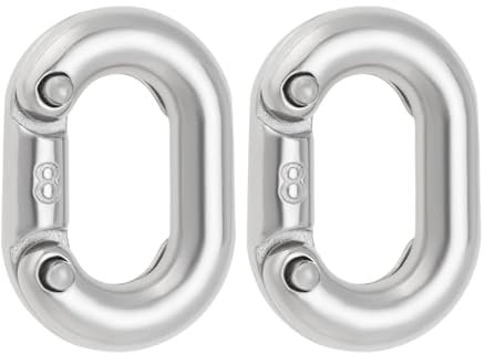 LT Easiyl 2 eslabones de cadena de acero inoxidable 316 de 8 mm, conector de eslabones de cadena resistente para conexión de cadena, 25 x 13 mm, color plateado