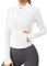 IECCP Sportjacke Damen Langarm Laufjacke Sport Oberteile Sportbekleidung für Damen Gym Yoga Trainingsjacke Dünne Jacke Fitness Outfit Shirt Top mit Daumenloch Weiß M