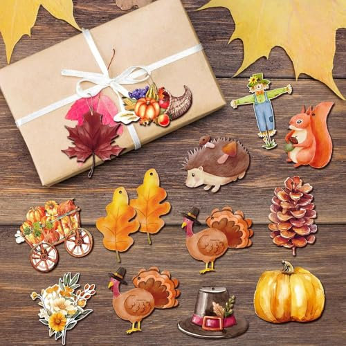 36Pcs Wooden Fall Tree Ornaments Pumpkin Maple leaves Hanging Decorations Thanksgiving Wood Crafts for Autumn Themed Harvest Party Indoor and outdoor Supplies (Orange)