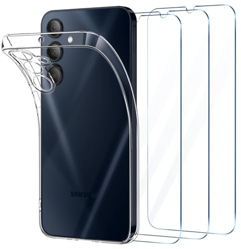 COPIKE Funda para Samsung Galaxy A16 4G / 5G con Protección de La Cámara y 3 Piezas Cristal Templado, Carcasa Anti-Choques Suave Delgada TPU Silicona, Transparent