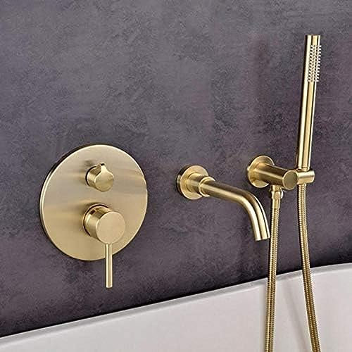 Robinet De Baignoire Cascade En Laiton Mat Avec Douchette À Main, Mitigeur D'eau Chaude Et Froide, Para Salle De Bain Douche