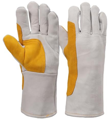 HAODAGE Welding Glove with Soften Cotton Lining, Heat Insulation Cooking Gloves, Work Gloves for Metal Cutting Forging