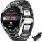 BANGWEI Smart Watch Herren,1.28 Farbdisplay Fitness Armbanduhr mit Herzfrequenz Schlafmonitor IP67 Wasserdicht,7 Sportmodi Nachrichtenerinnerung Edelstahl Smartwatch für Android iOS Schwarz