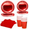 MORAINJAY Set di 68 Pezzi di Stoviglie Rosso per Feste, Piatti di Carta, Bicchieri, Tovaglioli, Stoviglie per Compleanni, Matrimoni, Baby Shower, Lauree, Anniversari, Set per 16 Ospiti