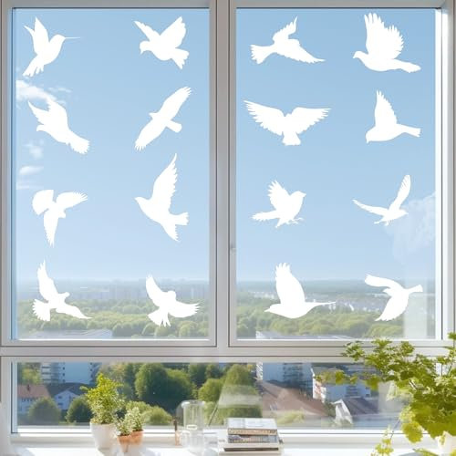 AiQInu Grande finestra adesivi protezione uccelli 16 pezzi, Adesivo per finestrini per uccelli, anti collisione adesivi a finestra, impedisce agli uccelli e alle persone di colpire il vetro