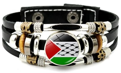 CVZJ Modisches Palästina-Armband für Männer und Frauen, mehrlagig, gewebt, geflochtenes Lederarmband, Schmuck, ländliches Armband