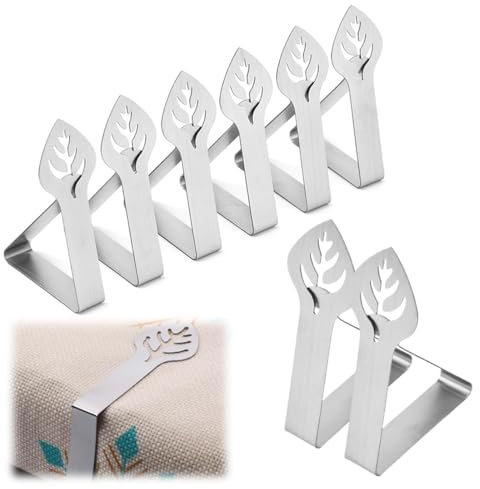 OUDQFCJ 8 Pcs Pince Nappe Exterieur Pinces Nappe Anti-Glissant Attache Nappe de Table Exterieur Pinces pour Jardin Pique-Nique Barbecue Mariage Fête Feuilles