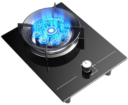 Cooktop A Gas Con 1 Bruciatore, Stufa A Gas Portatile, Cooktop A Gas Ad Alto Fuoco Da 5,2 KW, A Gas Ad Alto Incendio, Stufa A Gas A Singolo Bruciatore, Bruciatore Singolo Accampamento Automatico(NG)