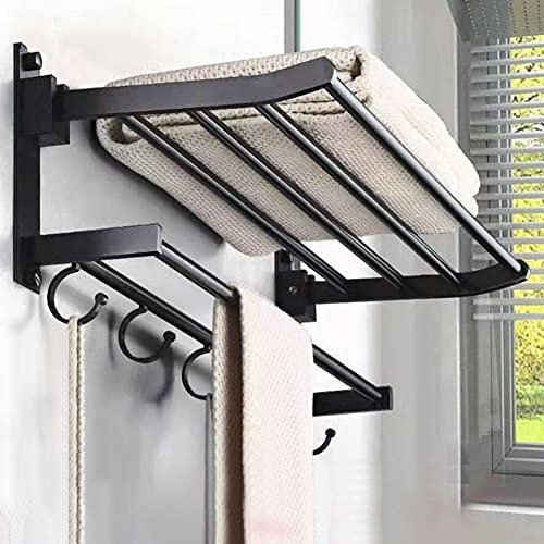 ASZHQUXIUAS Verstellbarer Handtuchhalter zur Wandmontage – Duschstangenhalter aus Aluminium mit Haken for Badezimmerzubehör