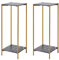 nozama Tall Side Table,Small Coffee Table,Small Side Table,Metal Plant Stand Indoor,2 Tier Round Flower Stand (2 Tier Black 30x30x90cm, Pack 2)