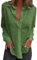 Top Sportivo Donna traforato Manica Lunga T-shirt Donna Camicia Di Grandi Dimensioni Lino Summer Top con Pulsante Camicie Pizzo Camicetta traforata Top Ricamo Top Traspirante 2025 Top, verde, L