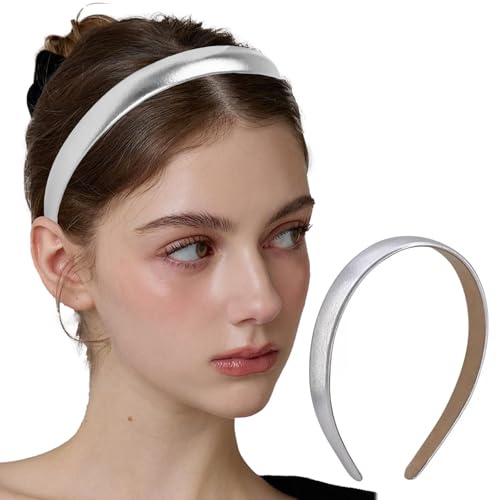 Haarreifen Damen, Silbernes Stirnband verstellbar dünner Haarband mit luxuriöser Oberfläche Mode Frauen Kopfband Haarschmuck für Mädchen Party Hochzeit Bühne Urlaub Yoga Gesicht waschen