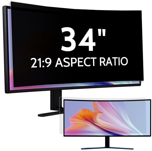 IPROKKO 34 Zoll Computer Sichtschutzfolie for 21:9 Monitor, Abnehmbarer Sichtschutz Anti Blaulicht Blendschutz Blickschutzfolie Displayschutz Blickschutzfilter für 34 Zoll Hp Dell Acer Lenovo Asus