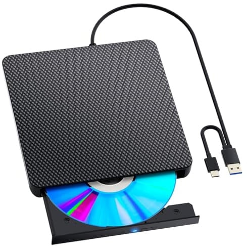 Colexy Blu-Ray extern CD-enhet, Blu-Ray-brännare författare, USB 3.0 typ C CD/DVD-brännare bärbar 3D BD-brännare för PC Laptop Windows 11/10 Mac MacBook Pro/Air iMac