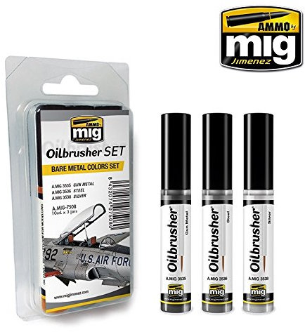 Ammo MIG-7508 Ölpinsel-Set, Metall, Mehrfarbig