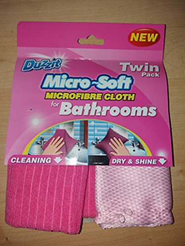 Duzzit Micro-Soft Microfibre Cloths for Bathrooms. Twin Pack Cleaning and Drying/Shining Cloths