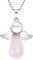 Tanduaji Ange Gardien Pendentif Pierre Semi Precieuse, Femme Collier Pierre Naturelle Reiki Bijoux, Quartz Rose