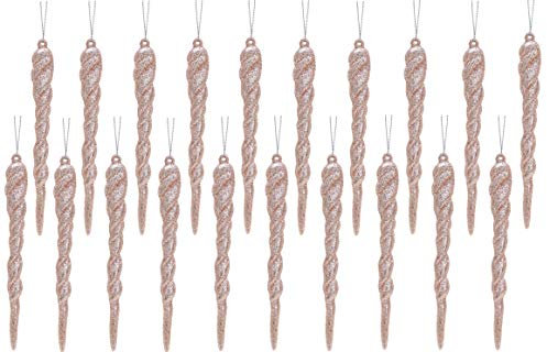 Christmas Concepts® 12cm Glitzereiszapfen-Dekorationen - Luxus-Christbaumschmuck (Rose Gold, Packung mit 20)