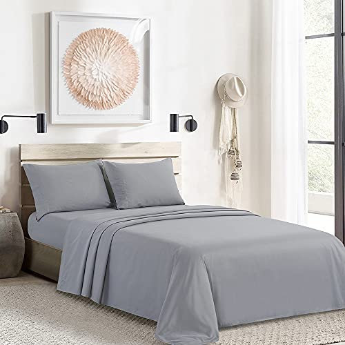 Lanqinglv Jersey Boxspringbett Spannbettlaken 200 x 200 cm bis 200 x 220 cm - Atmungsaktiv 120g/m² Mikrofaser Spannbetttuch Bettlaken,bis 25-30 cm Matratzenhöhe,Grau