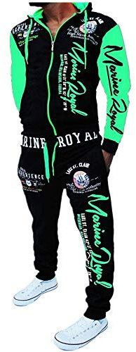 Herren-Trainingsanzug mit Kapuze und Reißverschluss und elastischem Bund - Grün - Large