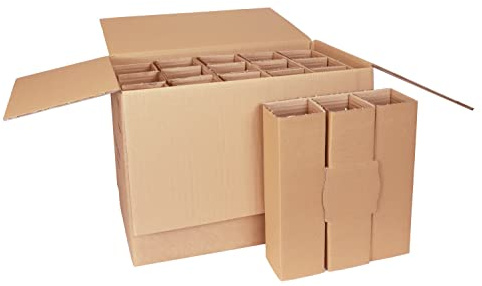 smiley pack Flaschenversandkarton für 15 Flaschen inkl. Einlage 10 Stück | 15er Weinkarton für Wein, Sekt, Spirituosen, Saft, Magnum, Gin – PTZ – DHL, UPS, DPD, Hermes – Flaschenkarton