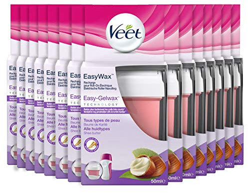 Veet EasyWax – Warmwachspatronen für Roll-On 50 ml – Arme & Beine – Sheabutter (15 Nachfüllungen)