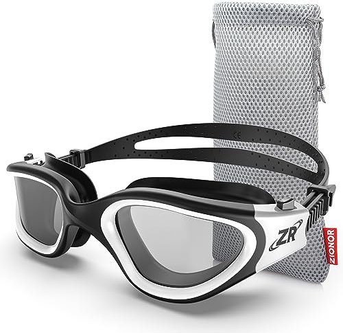 ZIONOR Polarisiert Schwimmbrille für Herren und Damen [UPGRADE], G1 mit Spiegel/Rauch Linse UV-Schutz Anti Nebel Verstellbar Gurt Komfort Profi Schwimmbrillen für Erwachsene Jugendliche