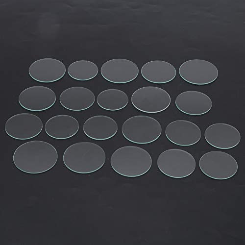 Walfront 21 Pcs 35‑45mm Glass Replacement Parts Flat Watch Crystal Lens Glass for Watch Repair Tools