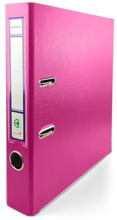 Netuno 1x Ring-Buch Rosa DIN A4 Ekobox 2-Ring-Mechanik 5cm Ringmappe a4 schmaler Aktenordner a4 schmal Aktenordner dünn Kunststoffordner einfarbig Ordner Dokumente Ringbuch Ordner Schulordner