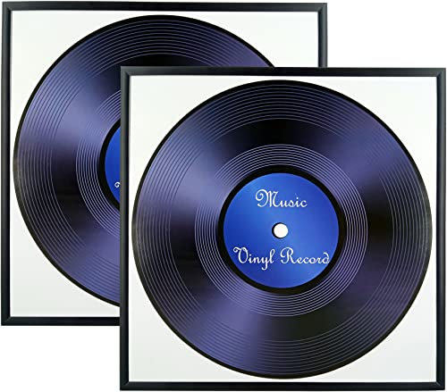 Memory Keeper, 2 Stück, schwarzer Musikalbum-Rahmen, 31.8x31.8 cm, Aluminium-Metall-Bilderrahmen, hergestellt zum Präsentieren von Vinyl-LP-Album-Covers, Set mit 2 Stück (schwarz, 2)